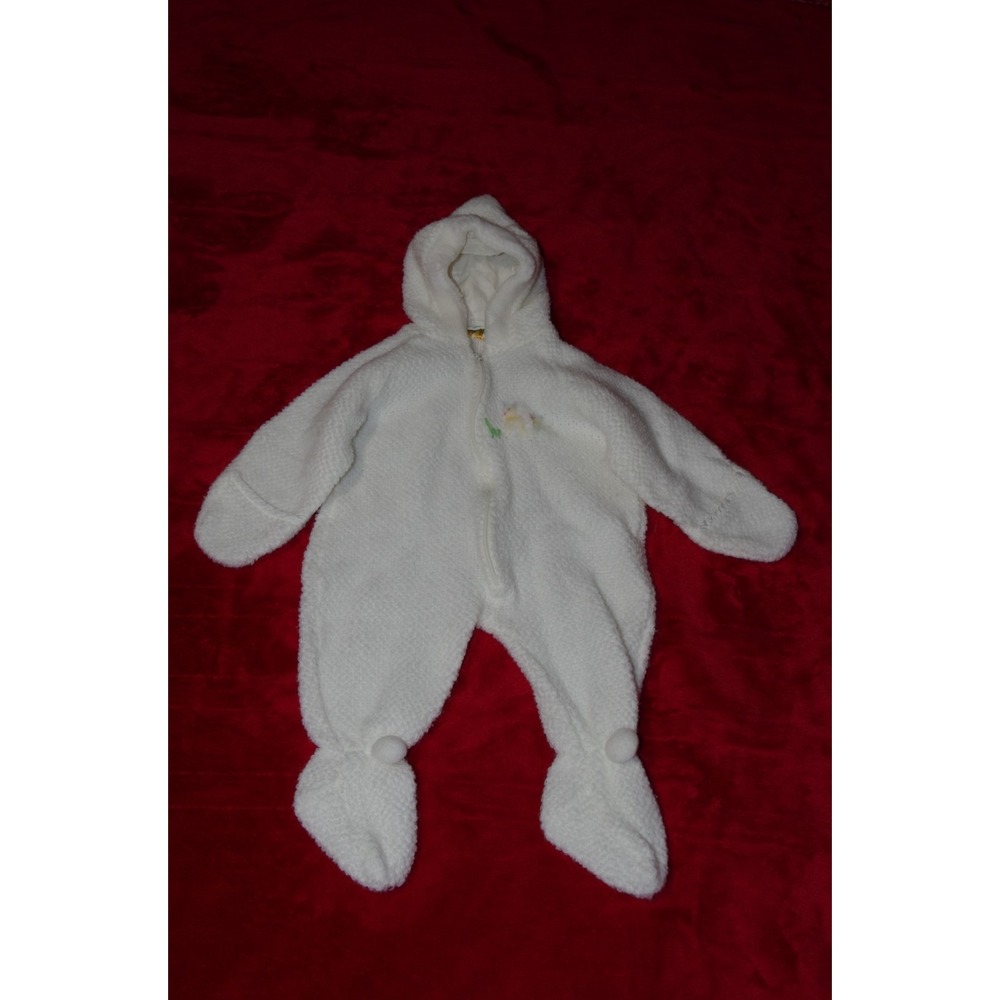 Vintage Hooded Sleeper Embroidered Lamb Sheep Japan EUC 6-9‎ mos Toddle Time